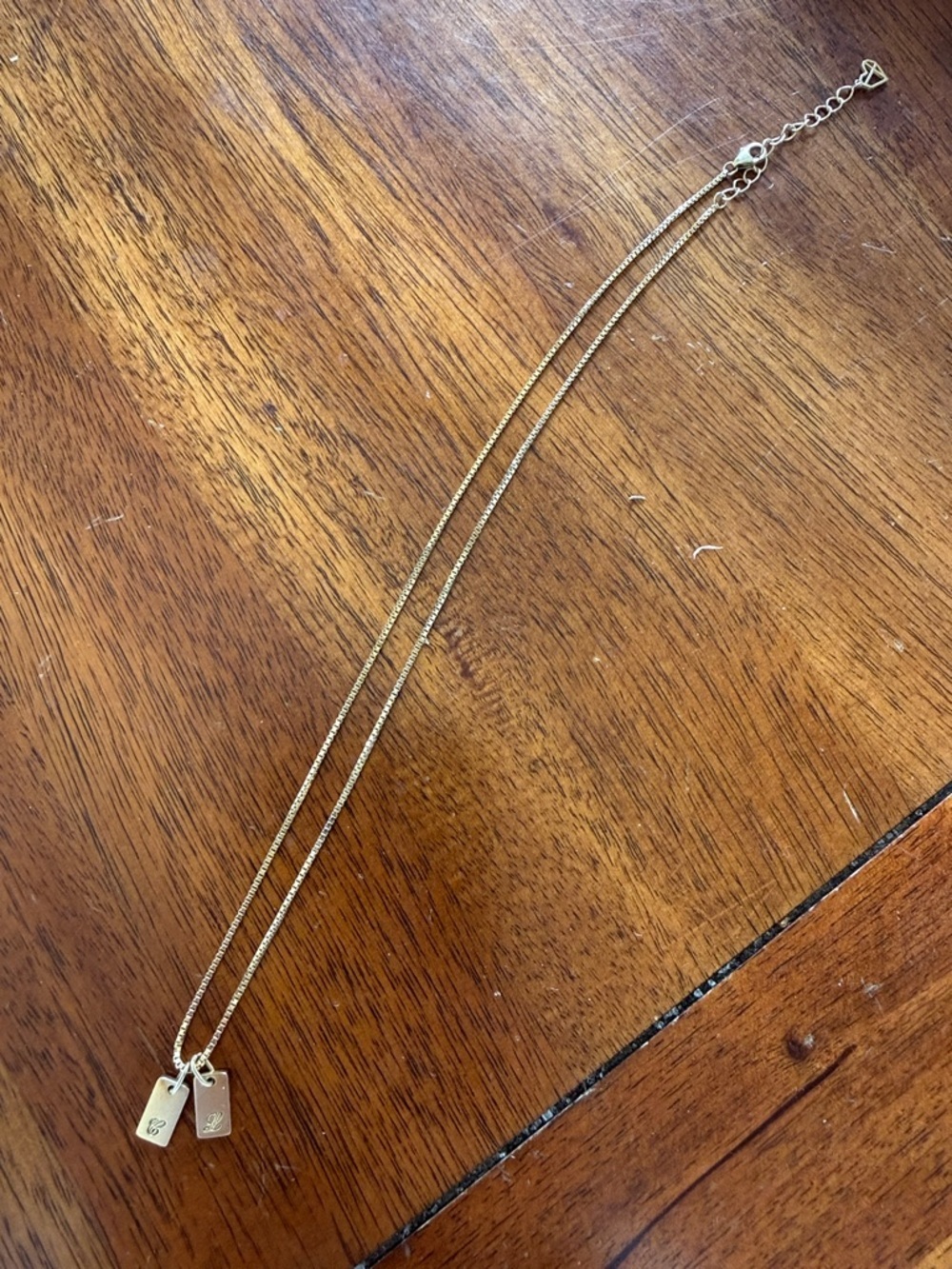 Caitlin Minimalist C & L Tag Necklace
